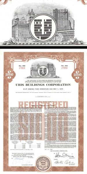 Uris Buildings Corp. -  Various denominations 1960's dated Bond