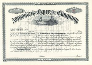 Adirondack Express Co. - dated 1890's Unissued New York Stock Certificate - Indian Vignette - Cornish Hill, New York