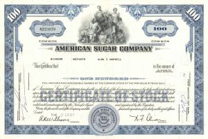 American Sugar Co. - 1960's dated Sugar Refining Stock Certificate