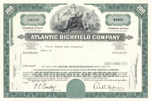 Atlantic Richfield Co. - ARCO Gas Stations Co. - 1960's-70's dated Gasoline and Oil Stock Certificate - Available in Green, Orange or Red