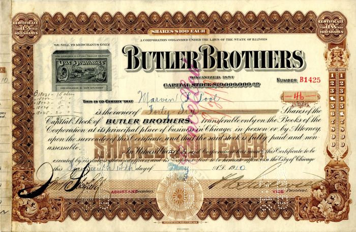 Butler Brothers - Stock Certificate