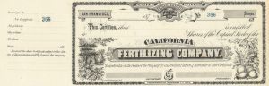 California Fertilizing Co - Unissued Stock Certificate