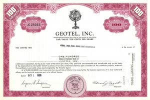 Geotel, Incorporated - Stock Certificate