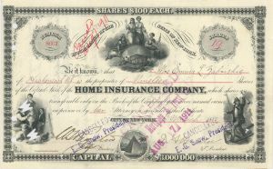 Home Insurance Company - 1930's dated Insurance Stock Certificate