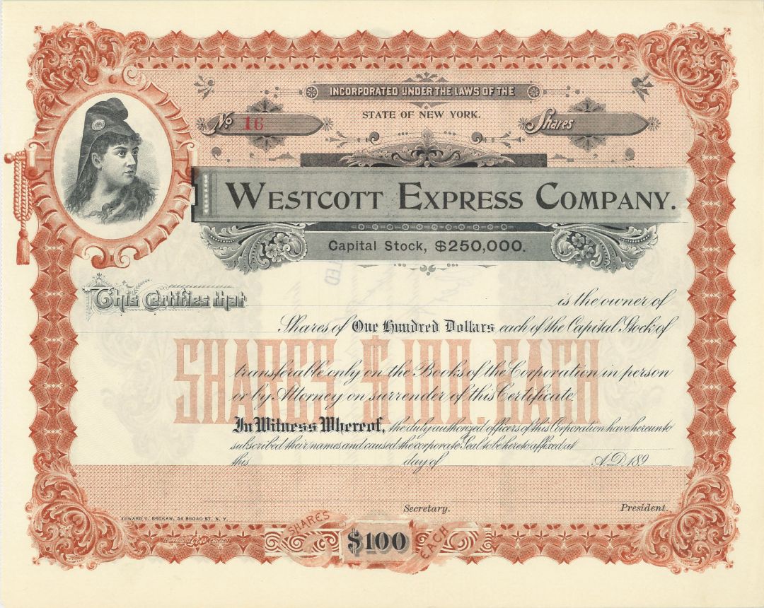 Westcott Express Co - Stock Certificate