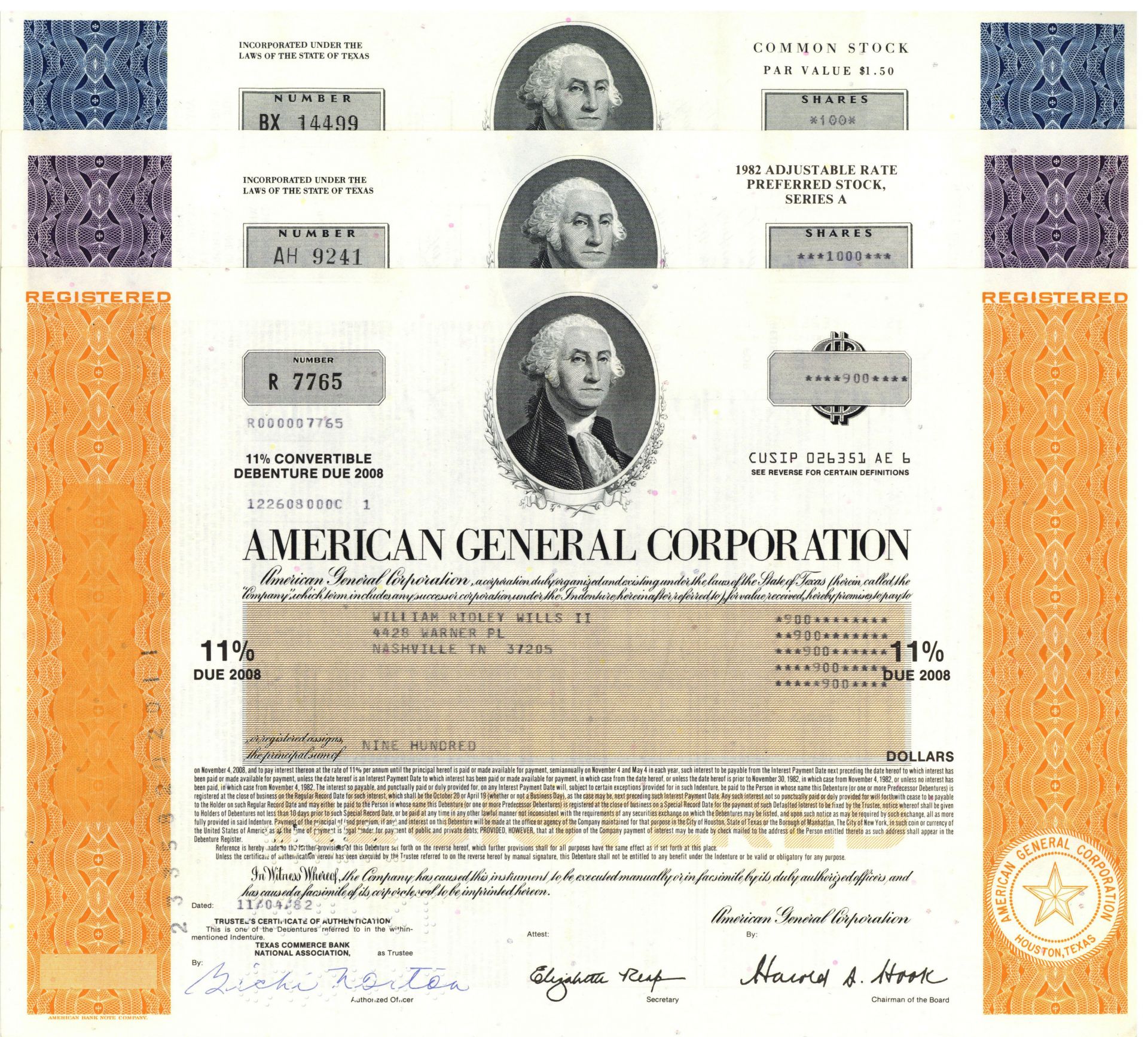 Bank of America collectible stock certificate