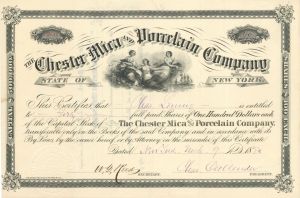 Chester Mica and Porcelain Co. - 1880 dated Stock Certificate