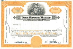 Dan River Mills, Inc. - Specimen Stock Certificate - Danville, Virginia Historic District