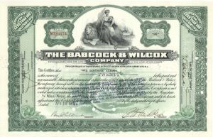 Babcock and Wilcox Co. - 1938 dated Stock Certificate - Energy Technology and Service Provider