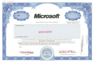 Microsoft Corporation - William "Bill" H. Gates III Facisimile Signature - Specimen Certificate