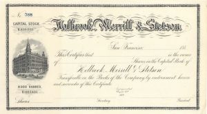 Holbrook, Merrill and Stetson - 1880's dated Unissued Stock Certificate - Hardware Company