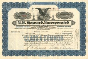 J.F. Howard, Incorporated - Stock Certificate