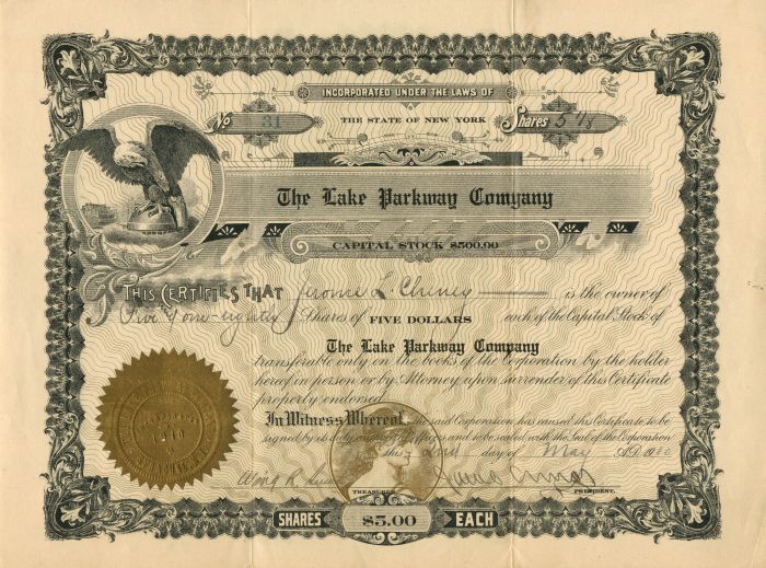 Lake Parkway Co. - Stock Certificate