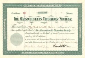 Massachusetts Cremation Society - Stock Certificate