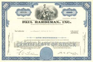 Paul Hardeman, Inc. - Stock Certificate
