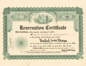 United 5and10¢ Stores - Stock Certificate