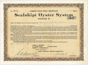 Sealshipt Oyster System - 1911-1914 dated Stock Certificate