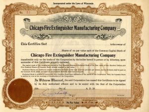 Chicago Fire Extinguisher Manufacturing Co. - Stock Certificate