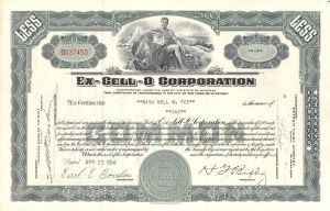 Ex-Cell-O Corporation - 1950's dated Gray Stock Certificate - Previously known as Ex-Cell-O Aircraft and Tool Corporation