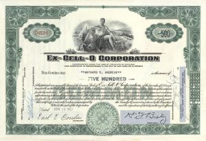 Ex-Cell-O Corporation - 1950's dated Green Stock Certificate - Previously known as Ex-Cell-O Aircraft and Tool Corporation