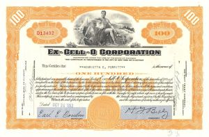 Ex-Cell-O Corporation - 1950's dated Orange Stock Certificate - Previously known as Ex-Cell-O Aircraft and Tool Corporation