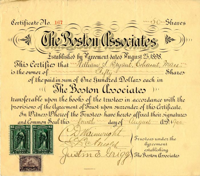 Boston Associates - Stock Certificate