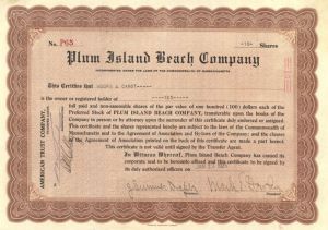 Plum Island Beach Co. - Stock Certificate