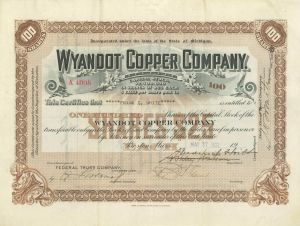 Wyandot Copper Co. - Mining Stock Certificate