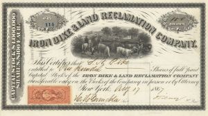 Iron Dike and Land Reclamation Co. - 1867 dated Stock Certificate