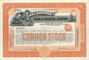 Lake Superior Iron and Chemical Co. - 1911 dated Stock Certificate