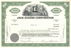 Jack Eckerd Corporation - 1971 dated American Drug Store Chain Stock Certificate