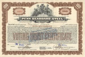 Penn Seaboard Steel Corp. - 1923-1925 dated Stock Certificate