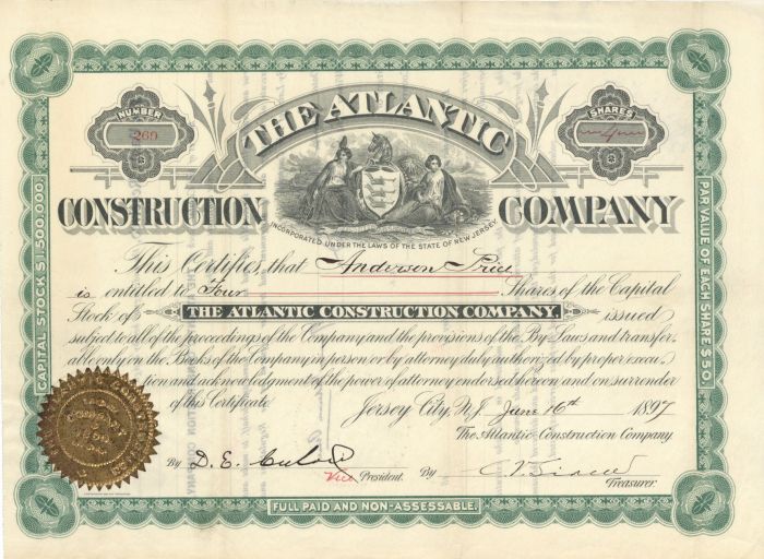 Atlantic Construction Co. - Stock Certificate