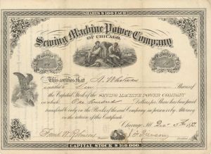 Sewing Machine Power Company of Chicago - Stock Certificate