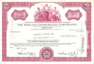 Oakland Consolidated Corp. - 1969-1980 dated Stock Certificate