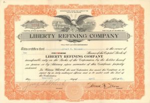 Liberty Refining Co. - Stock Certificate