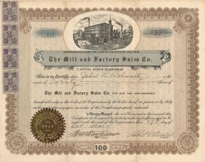 Mill and Factory Sales Co. - Stock Certificate