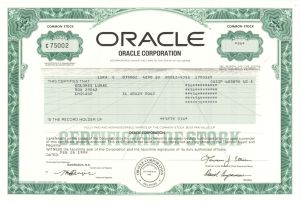 Oracle Corp. - 1999 dated Stock Certificate - Very Rare