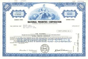 National Priorities Corp. - 1978 dated Stock Certificate