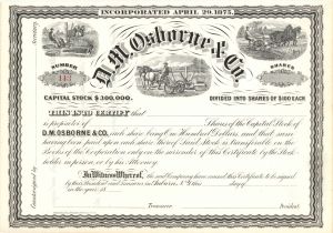 D.M. Osborne and Co. - Unissued Stock Certificate