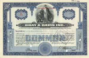 Gray and Davis, Inc. - 1923 dated Stock Certificate