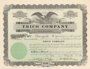 Trico Co.  - 1921 dated Stock Certificate (Uncanceled)