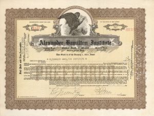 Alexander Hamilton Institute dated 1927 - Stock Certificate