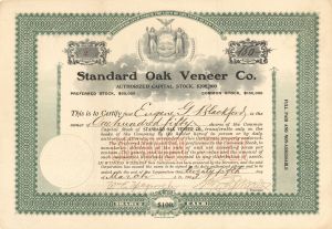 Standard Oak Veneer Co.  - 1903 dated Stock Certificate