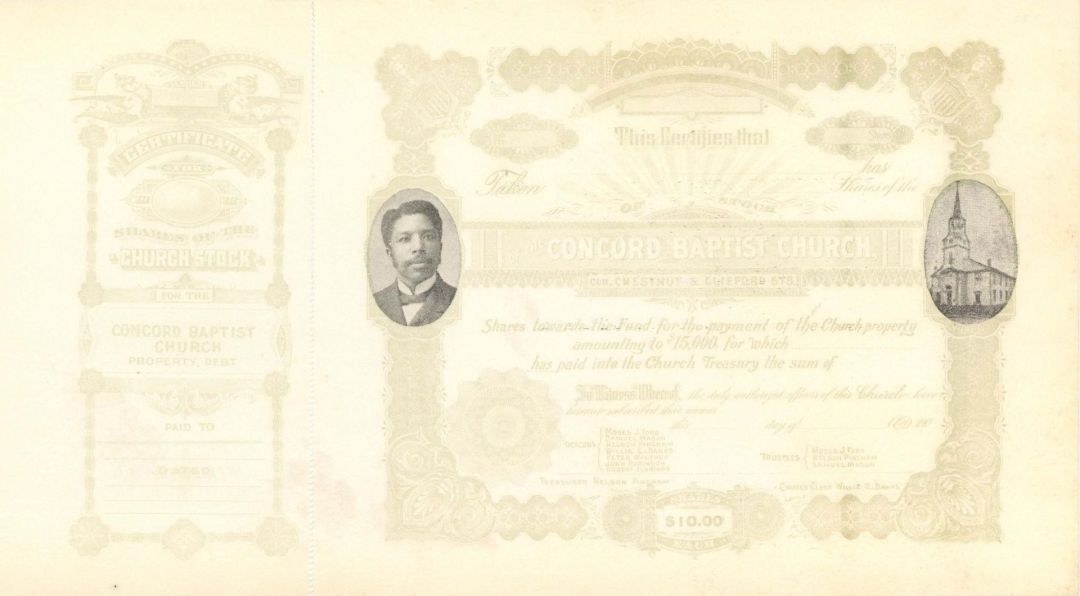 Concord Baptist Church  - Unissued Stock Certificate