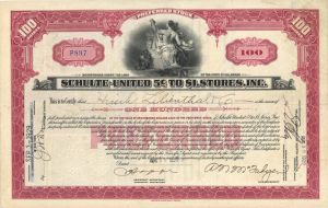 Schulte-United 5¢ to $1. Stores, Inc. - 1929-1937 dated Stock Certificate