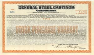 General Steel Castings Corp. -  1929 dated Stock Certificate