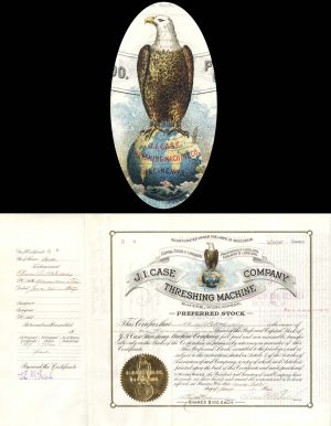 J.I. Case Threshing Machine Co. - 1907 dated Stock Certificate