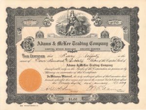 Adams and McKee Trading Co. - 1929 dated Stock Certificate