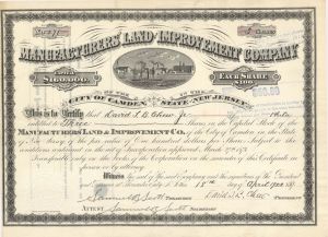 Manufacturers' Land and Improvement  Co. - 1922 dated Stock Certificate